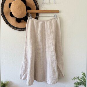 Charter Club Oatmeal Beige 100% Linen Midi Skirt Coastal Grandma